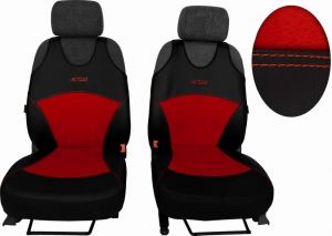 Autopotahy Active Sport kožené s alcantarou, sada pro dvě sedadla, červené