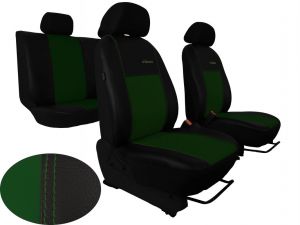 Autopotahy Škoda Fabia I, kožené EXCLUSIVE černozelené, dělené zadní sedadla