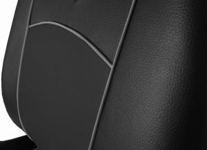 Autopotahy Škoda Fabia I kožené Tuning černé, dělené zadní sedadla, 5 opěrek hlavy,