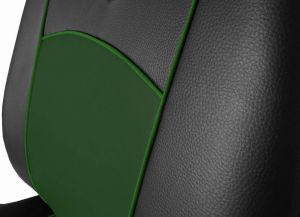 Autopotahy Škoda Fabia I, kožené Tuning černozelené, nedělené zadní sedadla