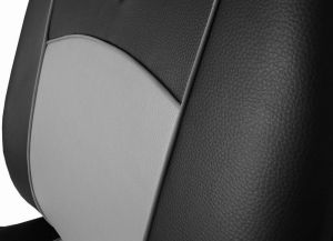 Autopotahy Škoda Fabia II, kožené Tuning černošedé, dělené zadní sedadla