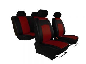 Autopotahy Škoda Fabia II, kožené Tuning černovínové, dělené zadní sedadla