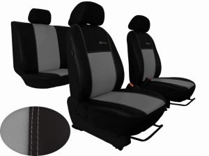 Autopotahy Škoda Fabia II, kožené EXCLUSIVE černošedé, nedělené zadní sedadla