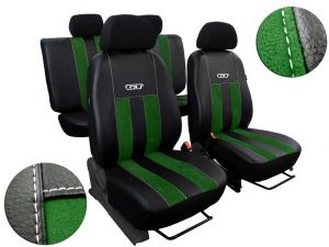 Autopotahy Škoda Rapid, kůže/alcantara GT zelené, dělené zadn.opěradlo, zadní loketní op.