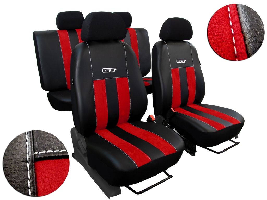 Autopotahy CITROEN JUMPER II, 3 místa, stolek, GT kožené s alcantarou, červené Vyrobeno v EU