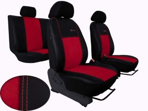 Autopotahy FIAT DUCATO II, 3 místa, stolek, EXCLUSIVE kožené s alcantarou, červené