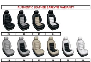 Autopotahy Škoda Octavia II, AUTENTIC LEATHER, dělená, zadní loketní opěrka, černobéžové