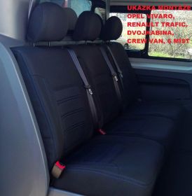 Autopotahy OPEL VIVARO DVOJKABINA CREW VAN, 6míst,od 2016, AUTHENTIC DOBLO, vlnky černé