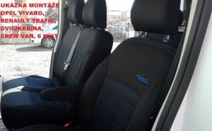 Autopotahy OPEL VIVARO DVOJKABINA CREW VAN, 6míst,od 2016, AUTHENTIC LEATHER, černé