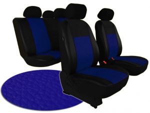 Autopotahy VOLKSWAGEN POLO V, dělená zadní sedadla, od r. v. 2009, kožené PELLE modré
