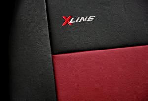 Autopotahy X-LINE kožené, sada pro dvě sedadla, červené