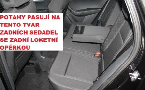 Autopotahy ŠKODA KAROQ, DĚLENÉ ZADNÍ OPĚRADLO,SE ZADNÍ LOKETNÍ OPĚRKOU, šedočerné