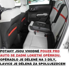 Autopotahy CITROEN C3 AIRCROSS, se zadní loketní opěrkou, od r. 2017, ELEGANCE červené