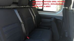 Autopotahy OPEL VIVARO DVOJKABINA CREW VAN, 6míst,od 2016, AUTHENTIC DOBLO, žakar červený