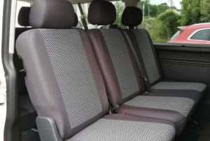Autopotahy VOLKSWAGEN T6 TRANSPORTER, MULTIVAN, 9 míst,1+2+2+1+3, od r. 2015, šedo černé