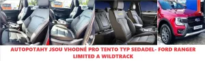 Autopotahy FORD RANGER II, LIMITED, WILDTRACK, od r. 2023, AUTHENTIC VELVET ORIGINÁL