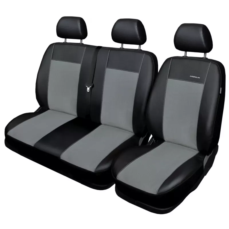 Autopotahy Volkswagen T5, 1+2, 3 místný, od r. 2003-2015, Eco kůže + alcantara šedé