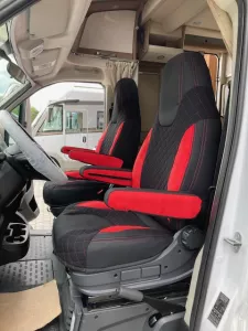 Autopotahy CAMPER- obytné auto, 2 místa, LUXURY černo červené