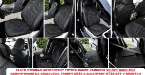 Autopotahy na míru TOYOTA CAMRY VI, XV70, od r. 2017-2024, AUTHENTIC VELVET CARO bílé Autopotahy na míru TOYOTA CAMRY VI, XV70, od r. 2017-2024, AUTHENTIC VELVET CARO bílé