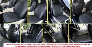 Autopotahy na míru TOYOTA CAMRY VI, XV70, od r. 2017-2024, AUTHENTIC VELVET CARO šedé Autopotahy na míru TOYOTA CAMRY VI, XV70, od r. 2017-2024, AUTHENTIC VELVET CARO šedé