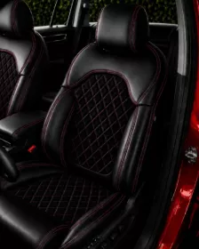 Autopotahy ŠKODA KODIAQ II, 5 MÍST, od r. 2024, AUTHENTIC LEATHER CARO vínové