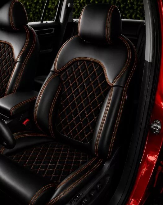 Autopotahy ŠKODA KODIAQ II, 5 MÍST, od r. 2024, AUTHENTIC LEATHER CARO oranžové
