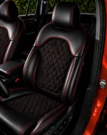 Autopotahy ŠKODA KODIAQ II, 5 MÍST, od r. 2024, AUTHENTIC LEATHER CARO červené