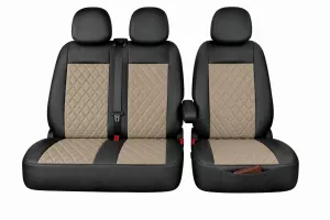 Autopotahy Citroen Jumper II, 3 M., od r. 2006, a FL od r. 2016, ekokůže CARO tmavobéžové