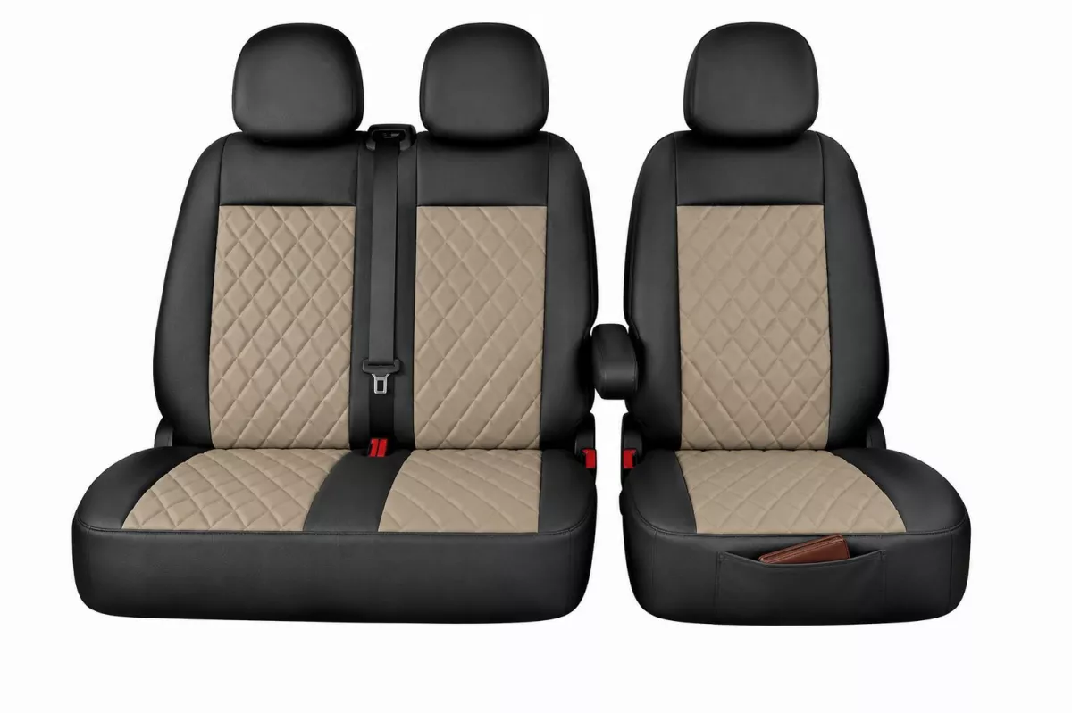 Autopotahy Citroen Jumper II, 3 M., od r. 2006, a FL od r. 2016, ekokůže CARO tmavobéžové