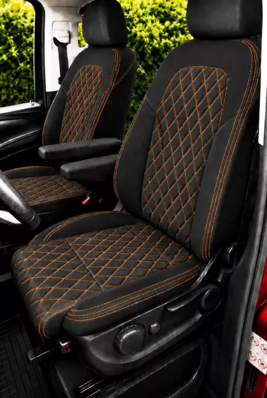 Autopotahy na míru MERCEDES V-KLASSE, 7 MÍST, od 2014 do dnes, AUTHENTIC CARO oranžové